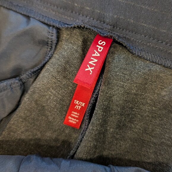 SPANX Nwt PerfectFit Ponte Wide Leg Pants 1X Tall Navy GrayPinstripe SuperSmooth - Picture 6 of 9